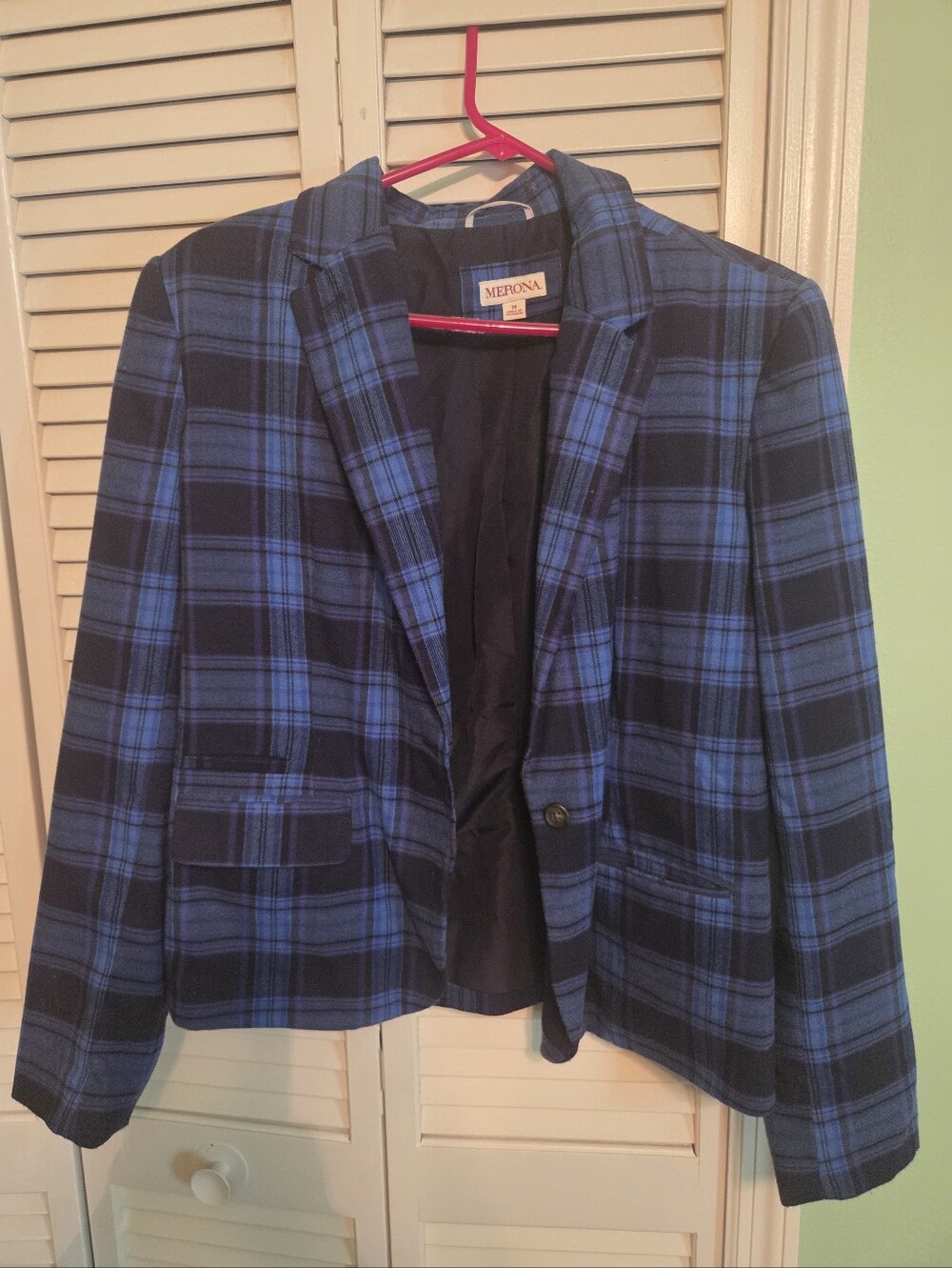 Merona Navy and Black Plaid Blazer